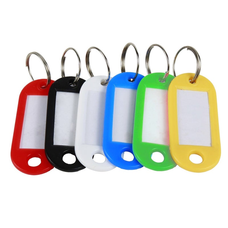 HoAoOo Key Tag Assorted Color Plastic Coded Key ID Label Tags Split Ring Keyring - with Label Window Ring Holder (120) - Image 2